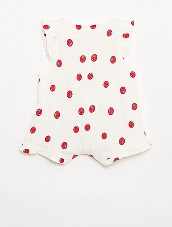 Playsuit van katoenen jerseytricot met ruches aan de mouwen