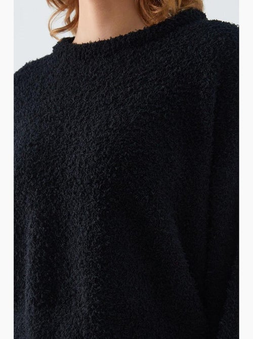 Pluche sweater met textuur, cropped gebreid mixray - Kiabi