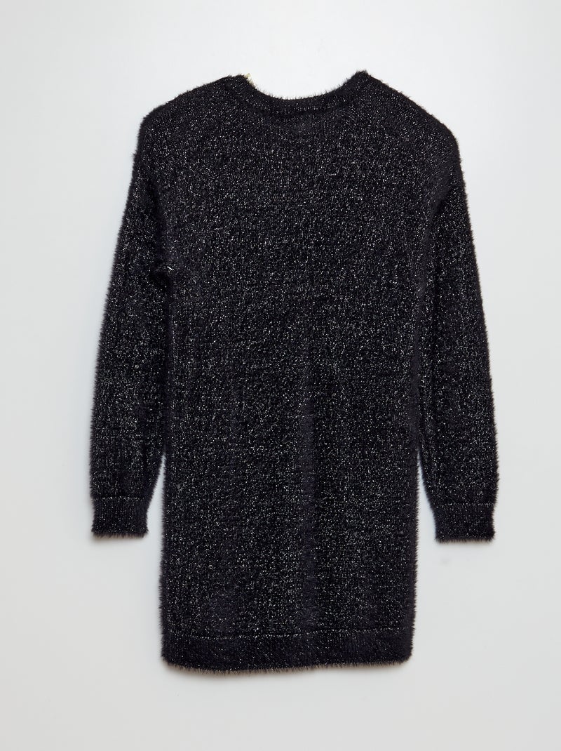 Pluizige, gebreide trui-jurk ZWART - Kiabi