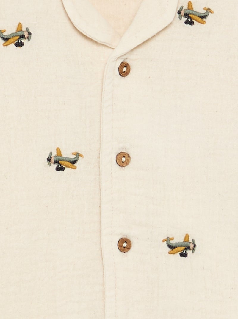 Plumetis blouse van katoengaas Wit - Kiabi