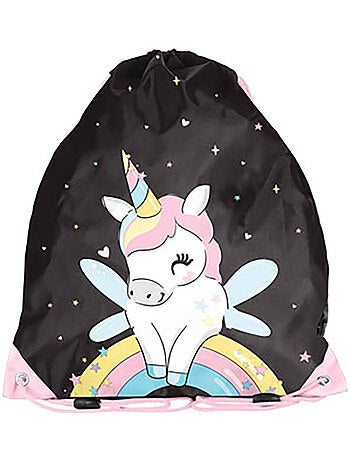 Pochette de bain à cordons licorne arc-en-ciel 38 cm –