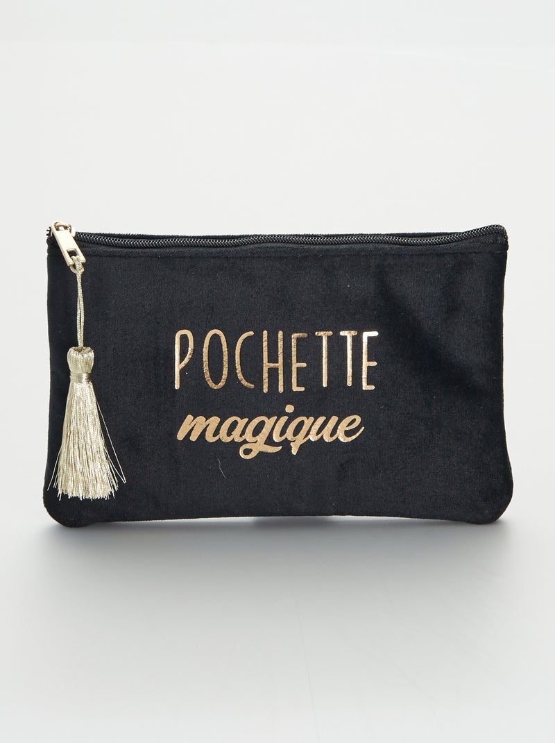 Pochette en velours noir NOIR1 - Kiabi