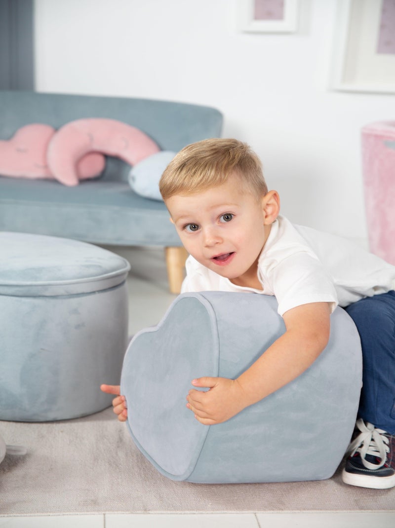 Poef in hartvorm van zacht velours voor kinderen - ROBA 'lil sofa' Lichtblauw - Kiabi