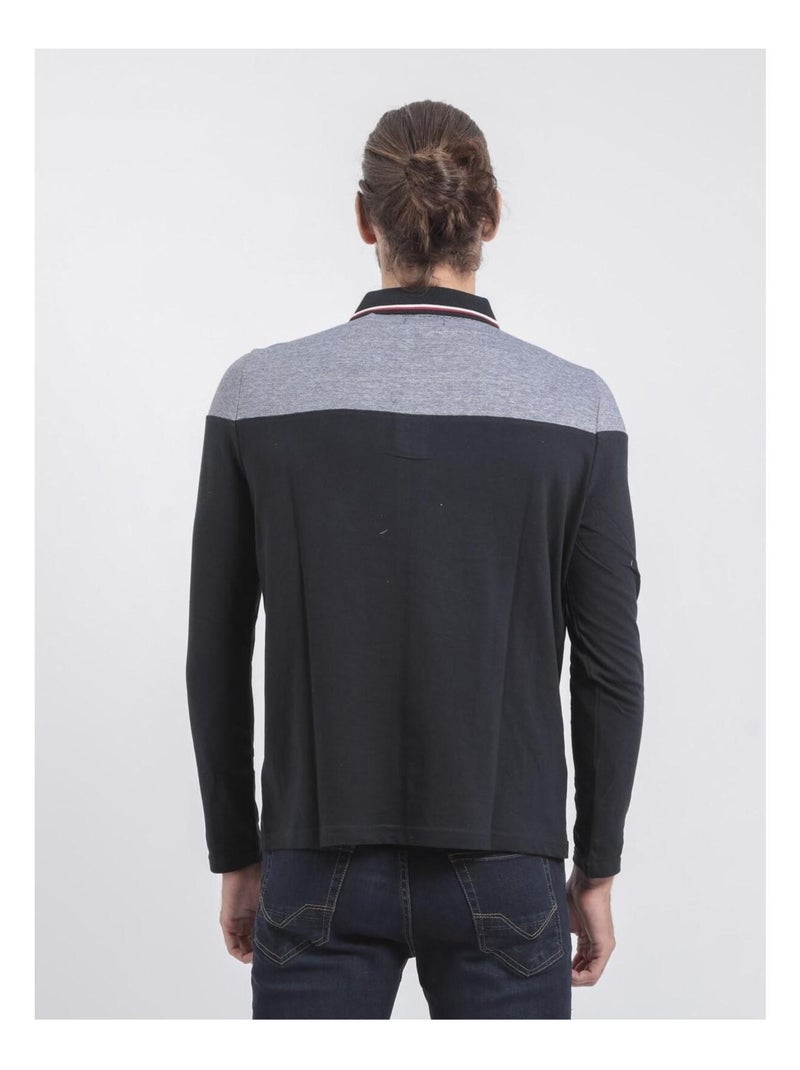 Pogame polo shirt met lange mouwen van puur katoen Marineblauw - Kiabi