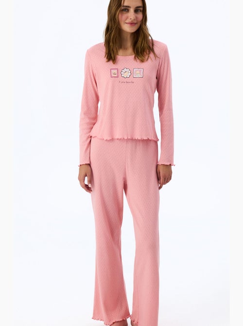 Pointelle pyjamatop met korte mouwen en sloganprint penti - Kiabi Pointelle pyjamatop met korte mouwen en sloganprint penti - Kiabi