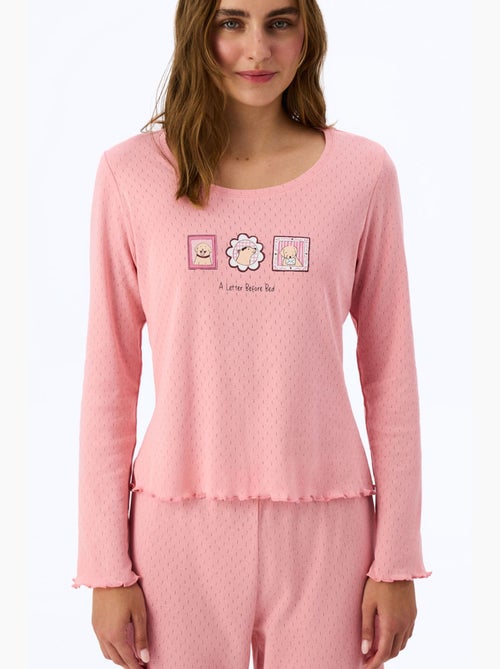 Pointelle pyjamatop met korte mouwen en sloganprint penti - Kiabi Pointelle pyjamatop met korte mouwen en sloganprint penti - Kiabi
