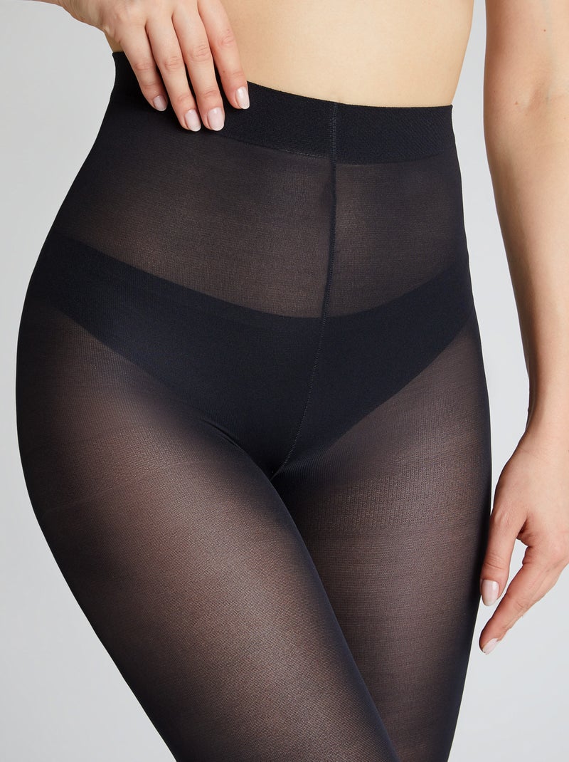 Poka  lot de 2 collants unis opaques - rougegorge lingerie Noir - Kiabi
