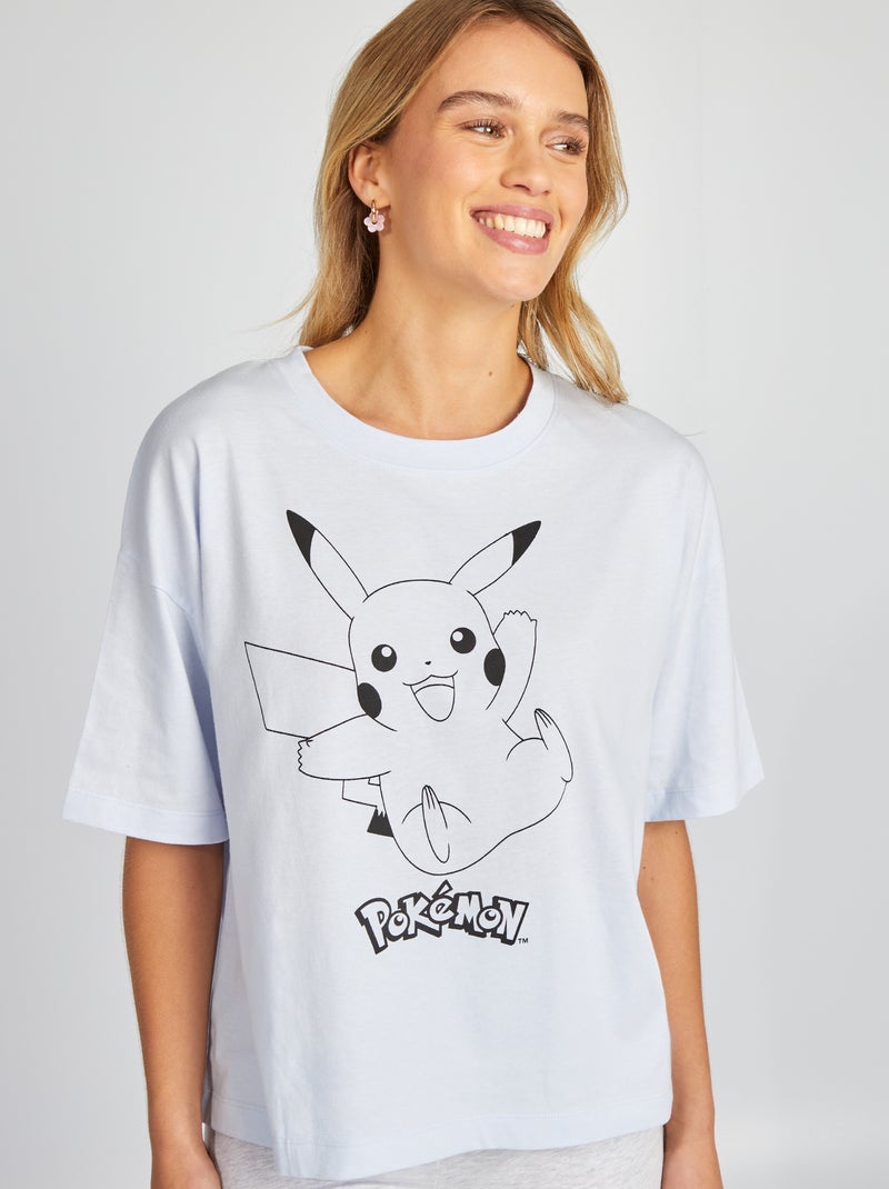 'Pokémon'-setje met 'Pikachu'-print - T-shirt + short - 2-delig BLAUW - Kiabi