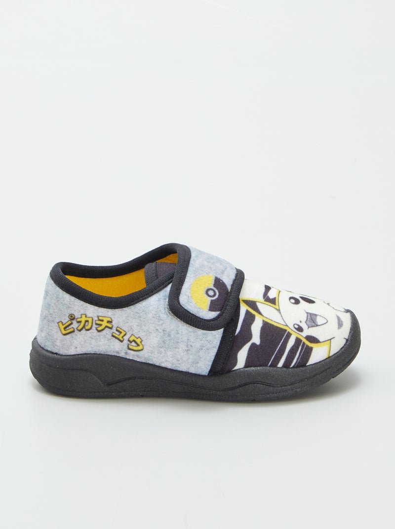 Pokémon-sloffen met klittenbandsluiting en Pikachu-print GRIJS - Kiabi