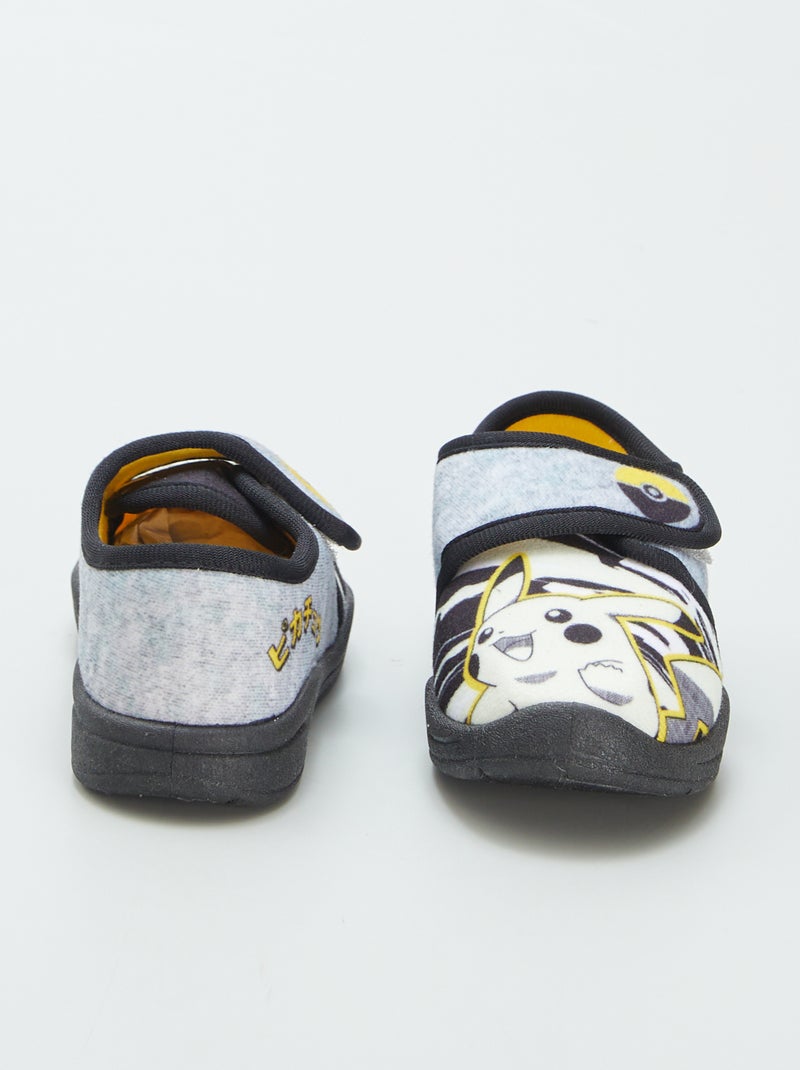 Pokémon-sloffen met klittenbandsluiting en Pikachu-print GRIJS - Kiabi
