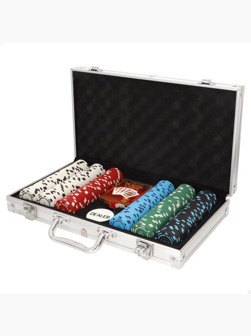 Pokerset met 300 fiches in een aluminium doos +18 jaar colorbaby - Kiabi
