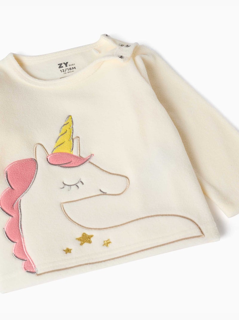 Polar fleece pyjama met eenhoorn Wit - Kiabi