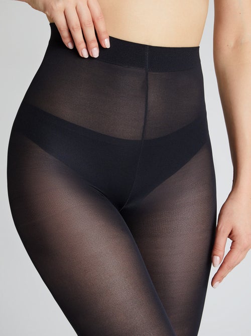 Polka panty 60 denier set van twee zwart - Kiabi