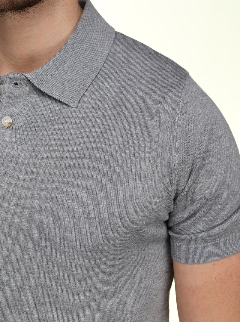 Polo à bouton - Frilivin Gris chiné - Kiabi