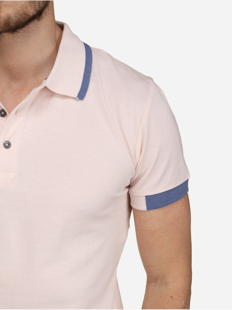 Polo à liseré - Bill Tornade Bleu Rose - Kiabi