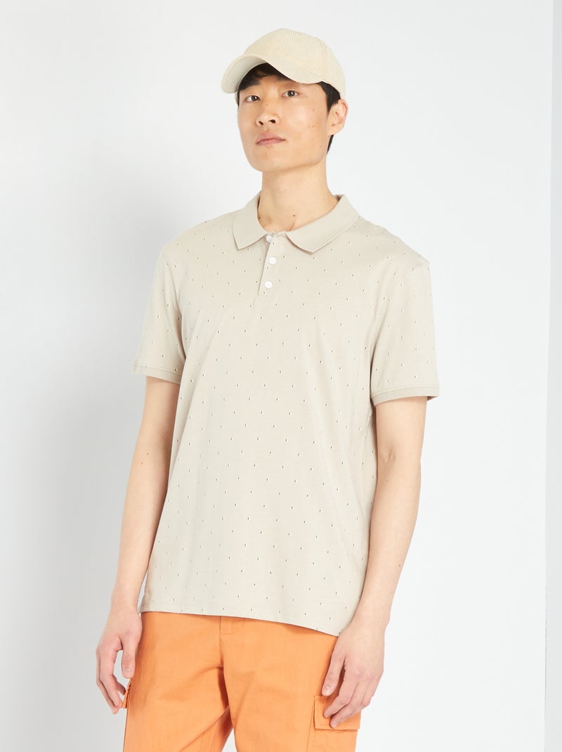 Polo à manches courtes avec imprimé Gris - Kiabi