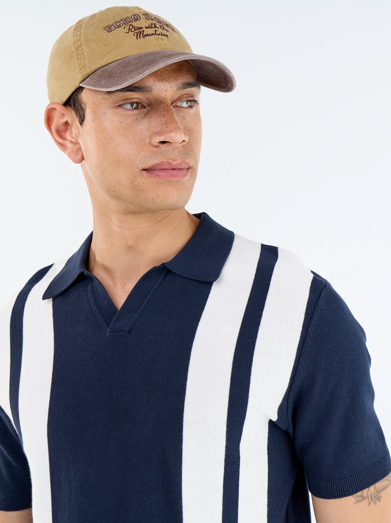 Polo à manches courtes col sans bouton Bleu - Kiabi