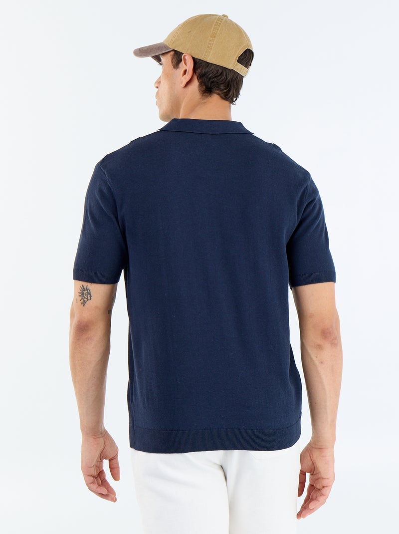 Polo à manches courtes col sans bouton Bleu - Kiabi