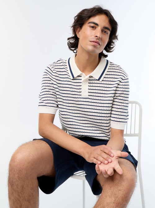 Polo à manches courtes en maille ajourée - Kiabi Polo à manches courtes en maille ajourée - Kiabi