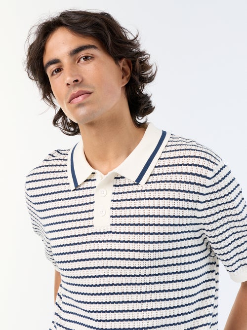 Polo à manches courtes en maille ajourée - Kiabi Polo à manches courtes en maille ajourée - Kiabi