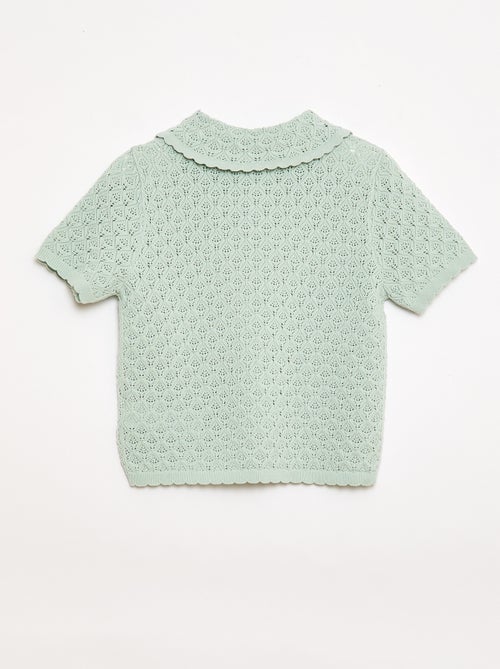 Polo à manches courtes en maille ajourée - Kiabi