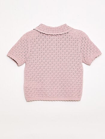 Polo à manches courtes en maille ajourée