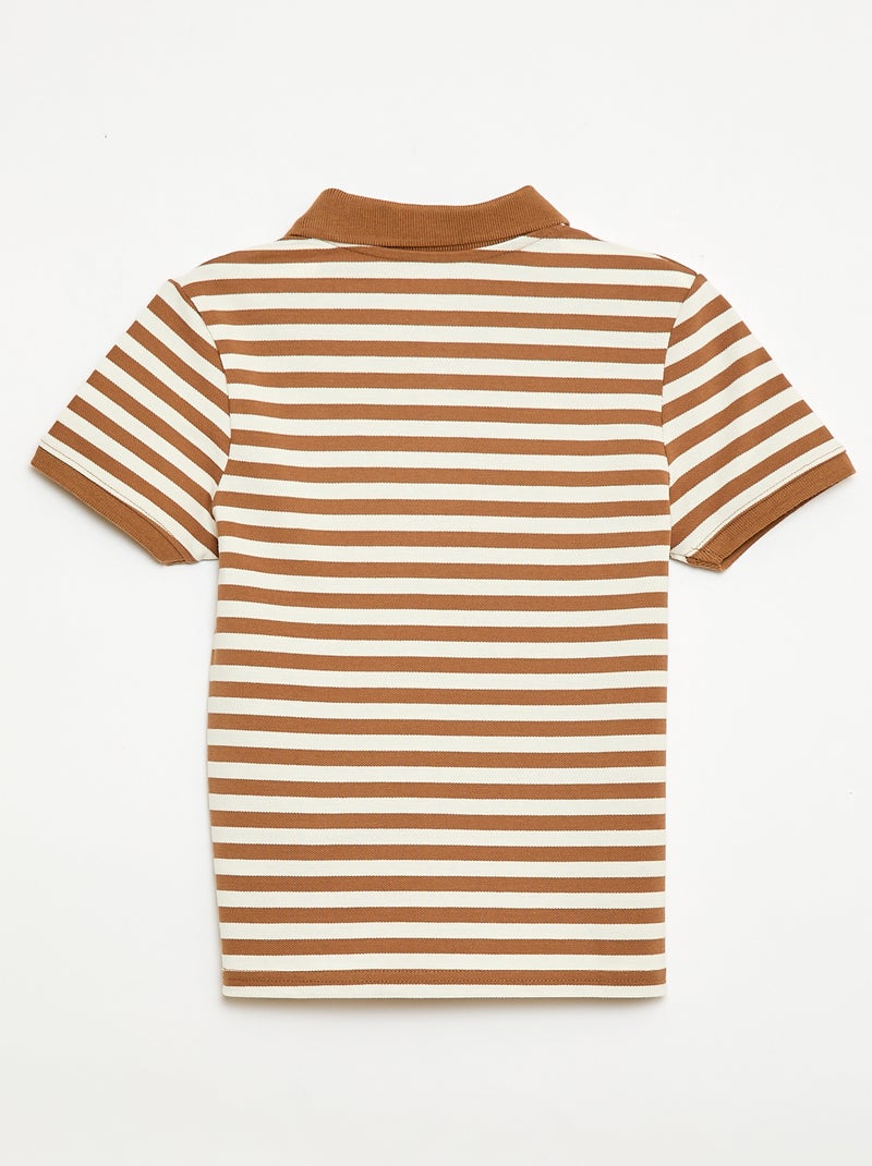 Polo à manches courtes en piqué de coton Beige - Kiabi