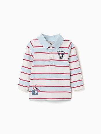 Polo à manches longues à rayures avec imprimé mickey