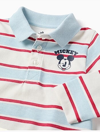 Polo à manches longues à rayures avec imprimé mickey