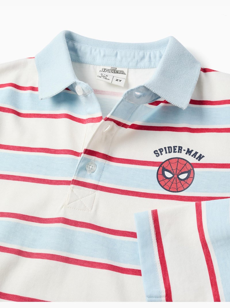 Polo à manches longues à rayures spider-man Bleu clair - Kiabi