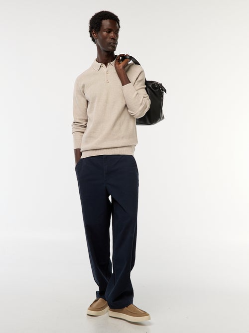 Polo à manches longues en maille fantaisie - Kiabi