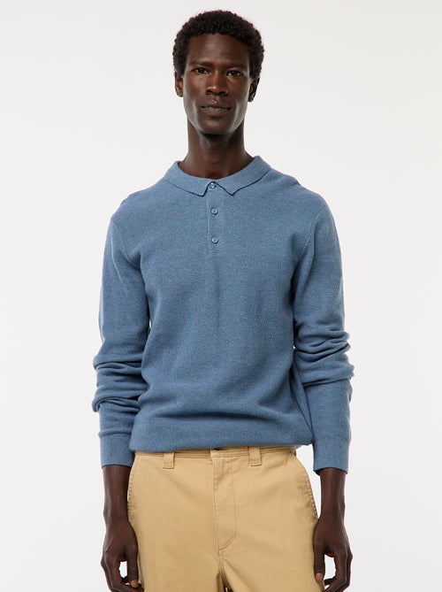 Polo à manches longues en maille fantaisie - Kiabi