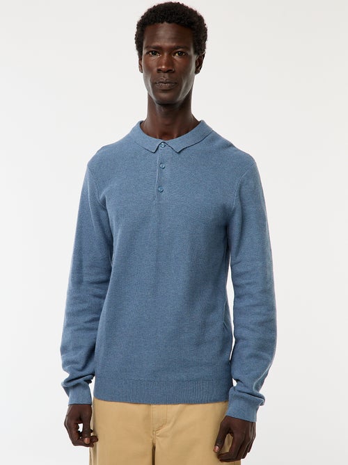 Polo à manches longues en maille fantaisie - Kiabi