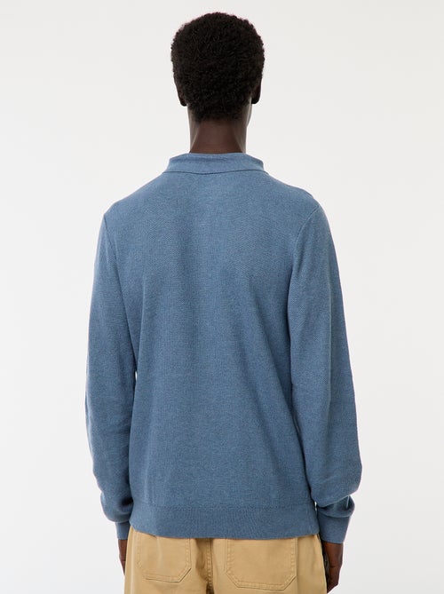 Polo à manches longues en maille fantaisie - Kiabi