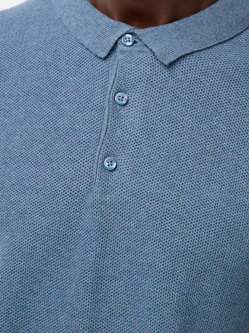 Polo à manches longues en maille fantaisie - Kiabi