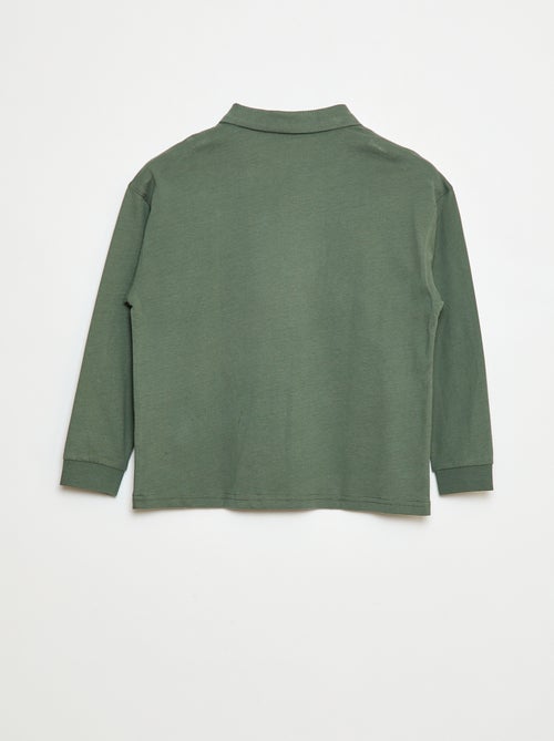 Polo à manches longues uni - Kiabi