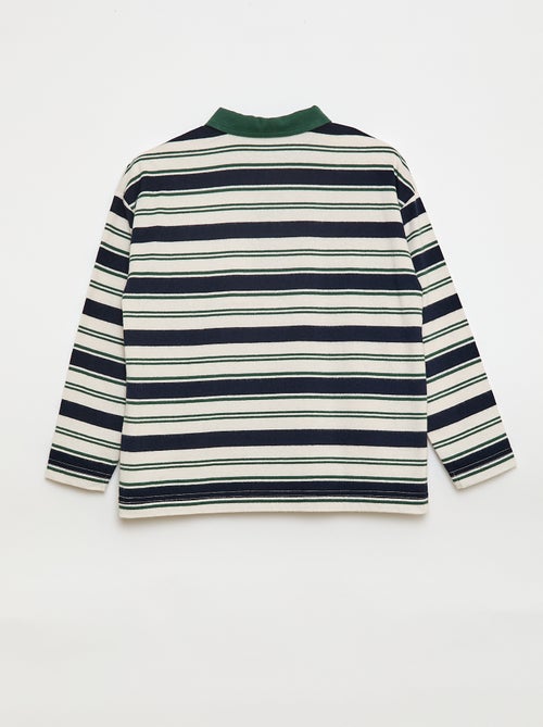 Polo à rayures en maille jersey à manches longues - Kiabi
