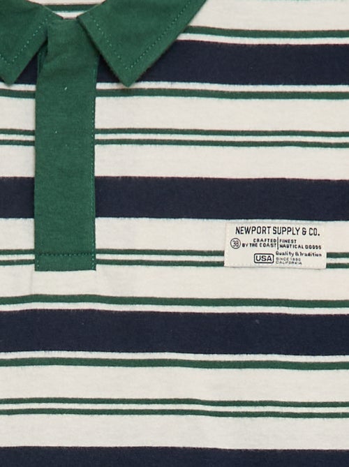 Polo à rayures en maille jersey à manches longues - Kiabi