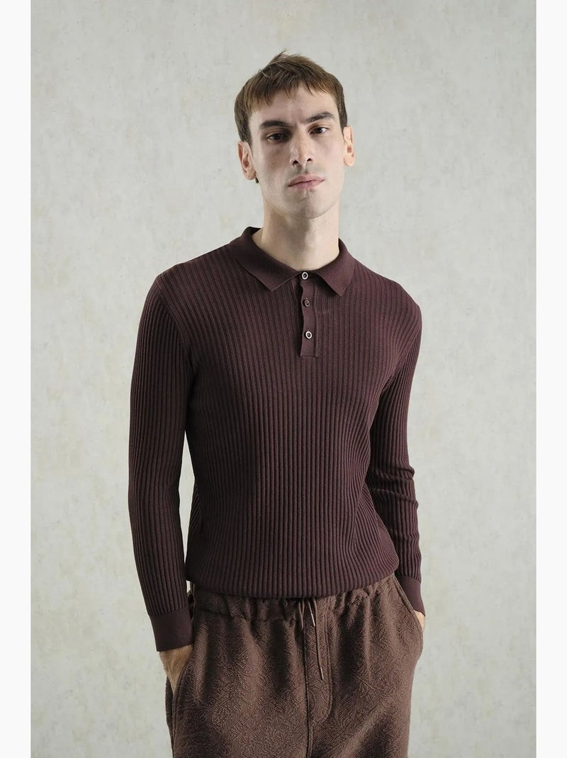 Polo ajusté giesto Marron chocolat - Kiabi