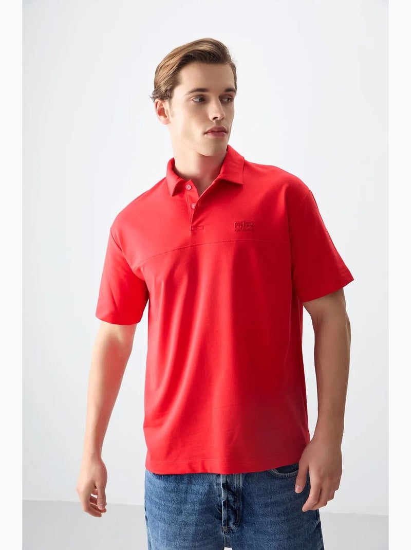 Polo ample tommy Rouge - Kiabi