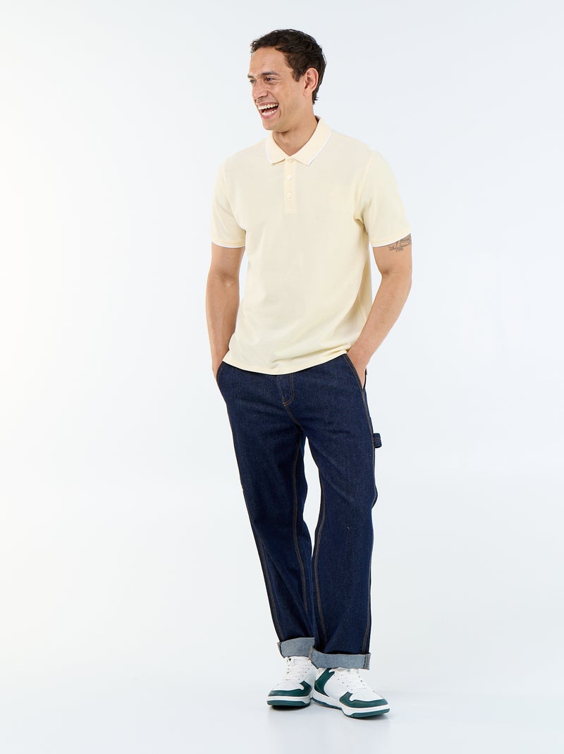Polo avec broderie sur poitrine Jaune - Kiabi