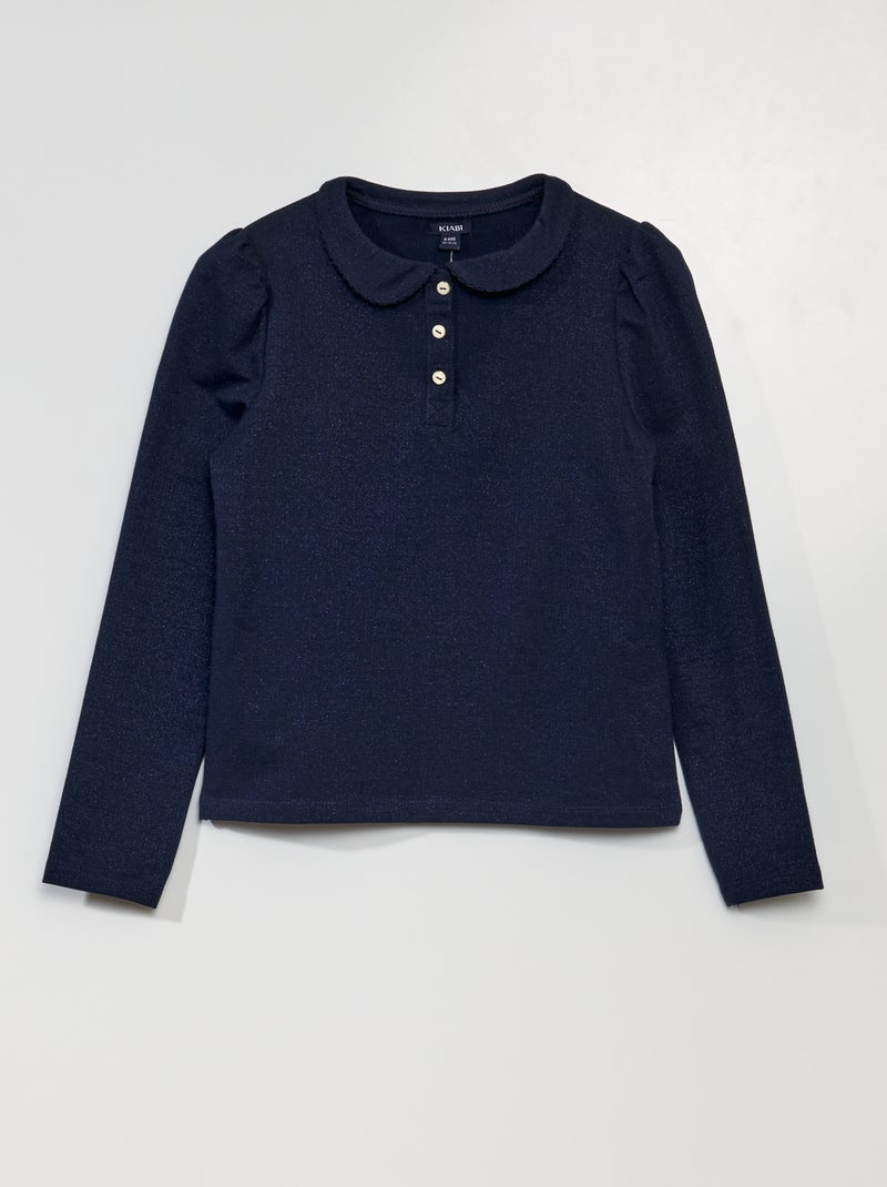 Polo avec fils brillants Bleu - Kiabi