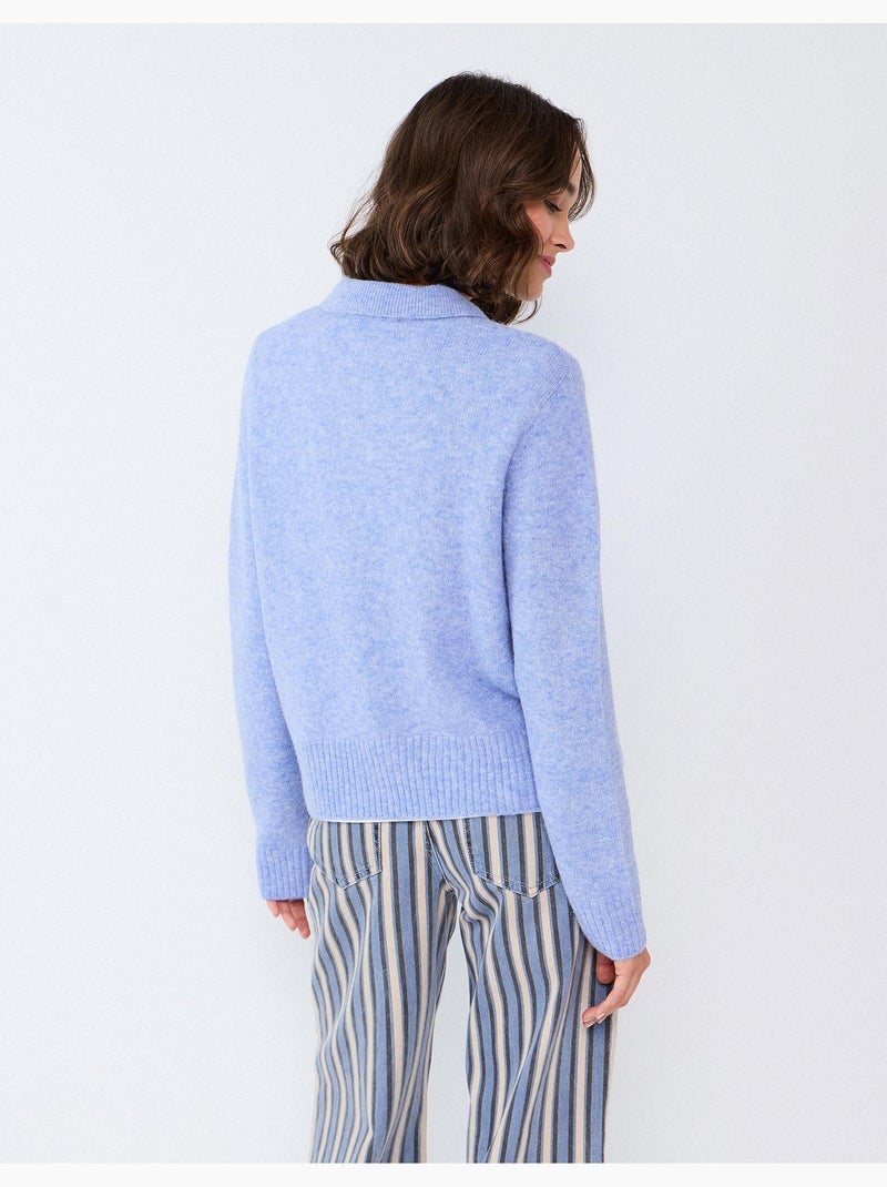 Polo avec mélange de laine et d’alpaga, mo fashion Bleu - Kiabi