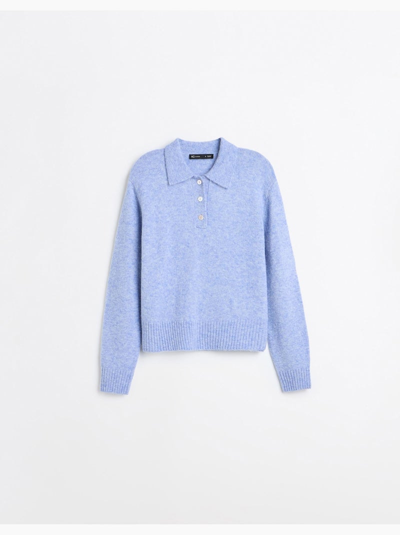 Polo avec mélange de laine et d’alpaga, mo fashion Bleu - Kiabi