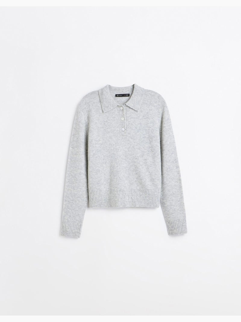 Polo avec mélange de laine et d’alpaga, mo fashion Gris - Kiabi