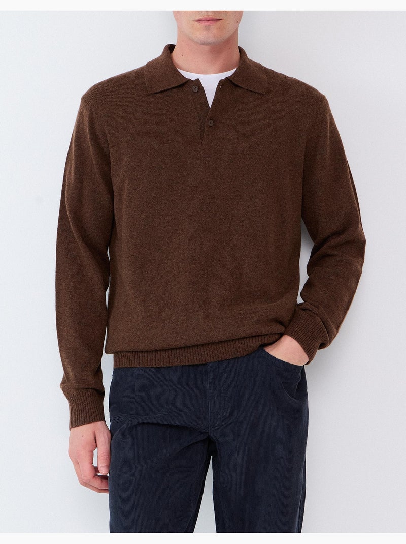 Polo avec mélange de laine, mo fashion Marron - Kiabi