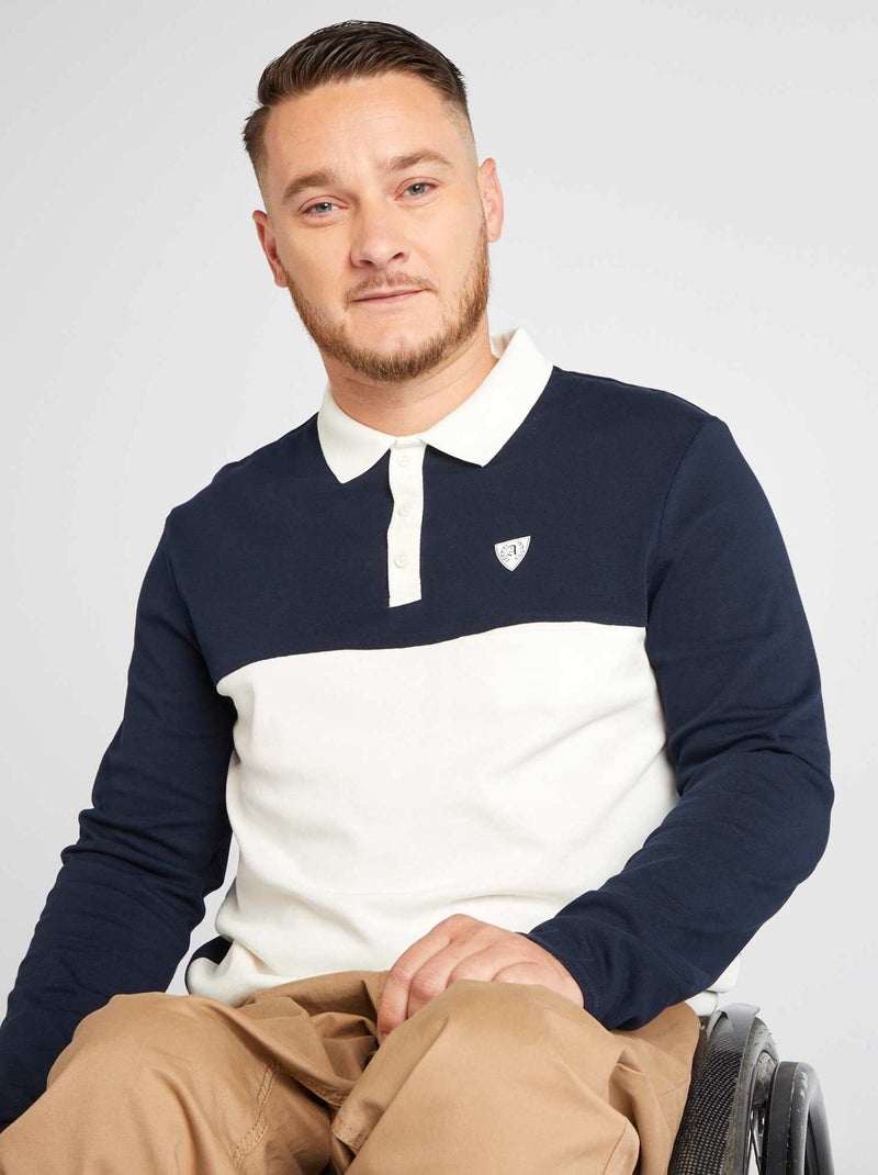 Polo avec ouverture facilitante - So Easy Bleu/beige - Kiabi