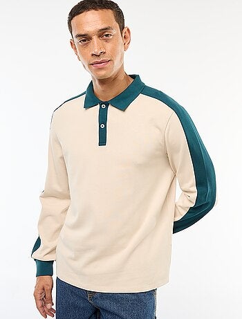 Polo bicolore à manches longues
