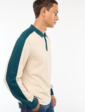 Polo bicolore à manches longues