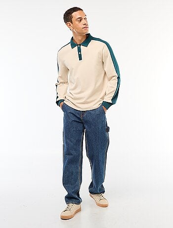 Polo bicolore à manches longues